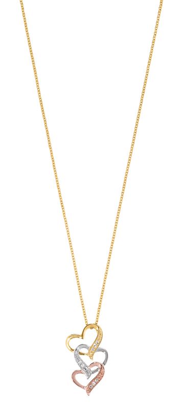 Collier Or Tricolore 375 Millièmes Et Diamants