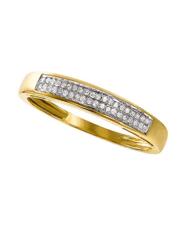 Demi-Alliance Or Jaune, Blanc Ou Rose 375 Millièmes Rhodié Et Diamants